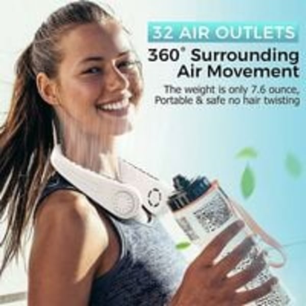 360 Sport Cooling Neck Tuuletin 3 nopeutta Hands Free USB ladattava terätön tuuletin