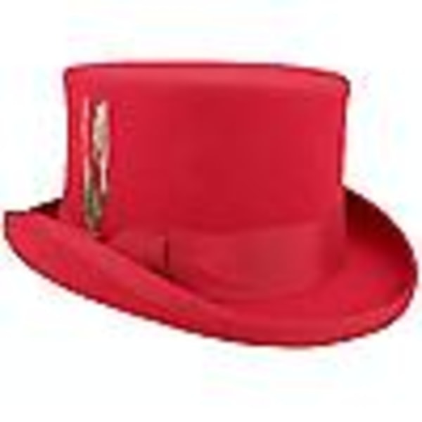 Mid Crown Red Top Hat Unisex Hat Steam Punk Hat Sylinder Ull Filt Topp (rød)
