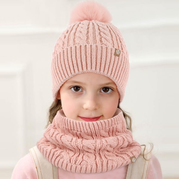 Barn Vinter Hatt Handskar Scarf Set, Girls Toddler Hats color-3