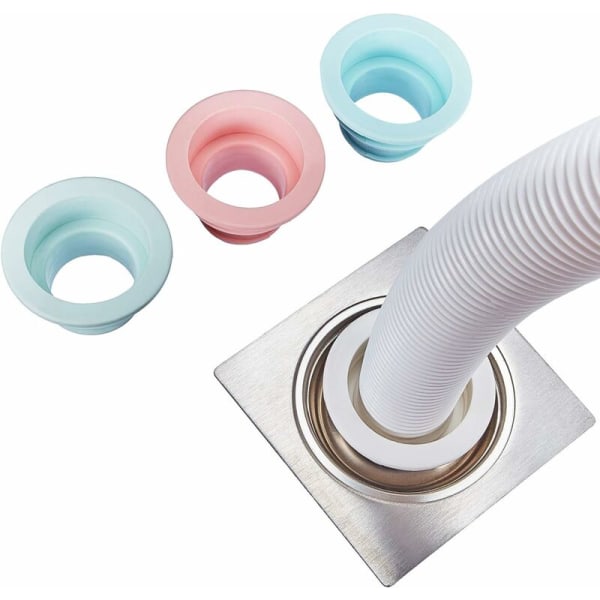 Kloakk silikon deodorant tetningsring, vaskemaskin avløpsrør Tetningsplugg - Grønn + Rosa + Blå [Mørkeblå] + Hvit