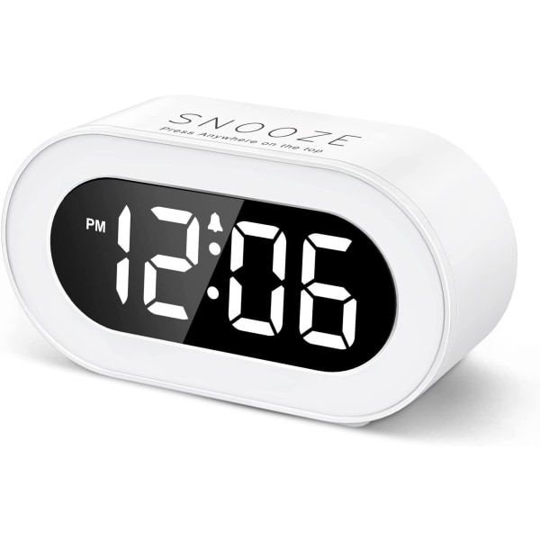 Lille LED digitalt vækkeur med snooze-funktion, nem betjening, dæmpning i fuld rækkevidde, justerbar alarmlydstyrke, kompakt