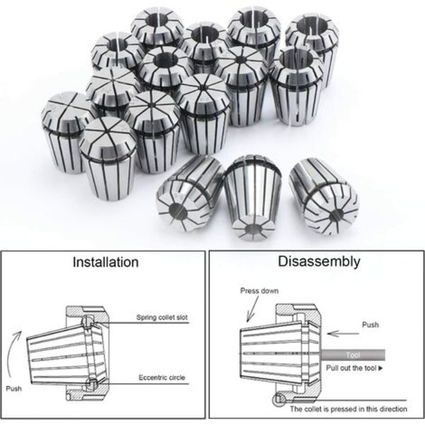 ER25 Chuck 16 stk 1-16mm Chuck Holder ER25 Holder for CNC gravering og fresing