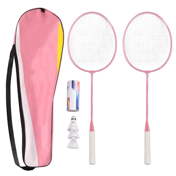 K1134 Rosa Badminton Racket Sett med Jernlegeringsracketer og Oppbevaringspose