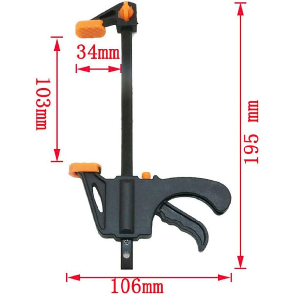 F-Clamp puuntyöstötyökalu puuntyöstöön (4" oranssi)