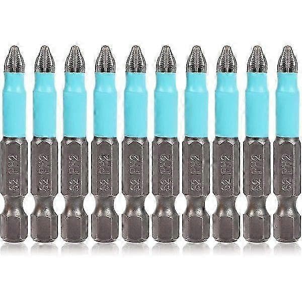 10 stk. Phillips skruetrækkerbits med magnetisk Phillips skruetrækkerbitsæt Ph2 Phillips bitsæt, 1/4 tomme sekskantet skaft 2 tommer/50 mm