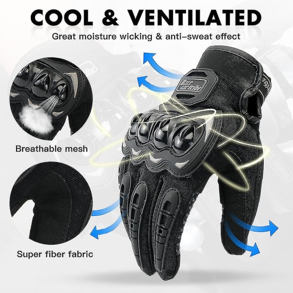 Handske Motorcykel Män Guantes Moto Gant Touch Screen Andas Motorcykel Racing Ridning Cykel Skyddshandskar Sommar Xinda black XL