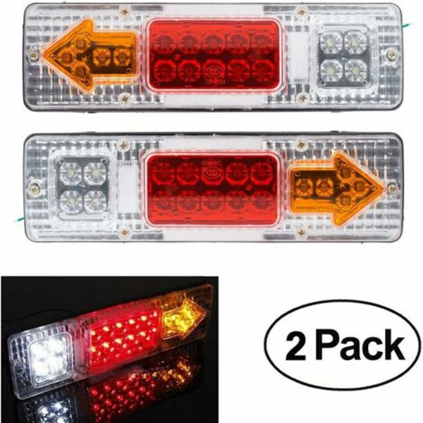 x Tilhengerbaklys 19 LED 12V Caravan Bil Bakblader Stopp Brems Reversindikator Vanntette piler Kjøretøylampe