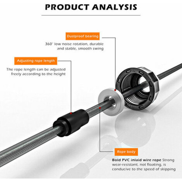 Kugleleje Speed ​​Jump Rope Sport Sjippetov Indendørs udendørs fitnessudstyr (sort, kuglelejer Speed ​​Rope)