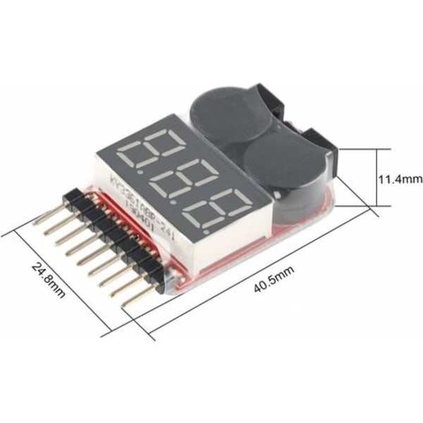 1S-8S batteritester, RC batterialarm Buzzer Lipo Checker med LED for Lipo, Li-ION, Li-Fe batteri Fonepro