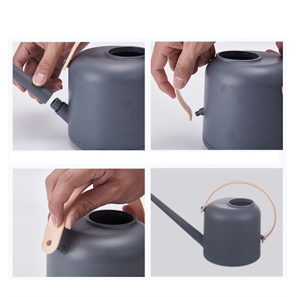 Plast med lang tud vandingssprayflaske til vanding af planter (1,8L mørkegrå),
