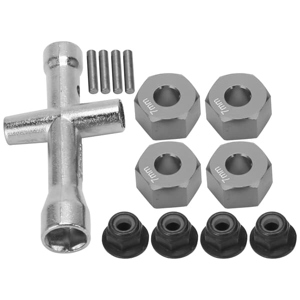 12 mm Hex Adapter 7 mm Tyk M4 Flange Låsemøtrikker Krydsnøgle Sæt til 1 10 RC Bil Titanium