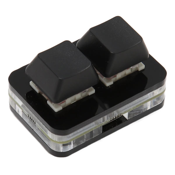 USB 2-tast Mini-tastatur Brugerdefineret RGB LED-baggrundsbelysning Makroprogrammeringstastatur til Windows til OS X til Linux Sort