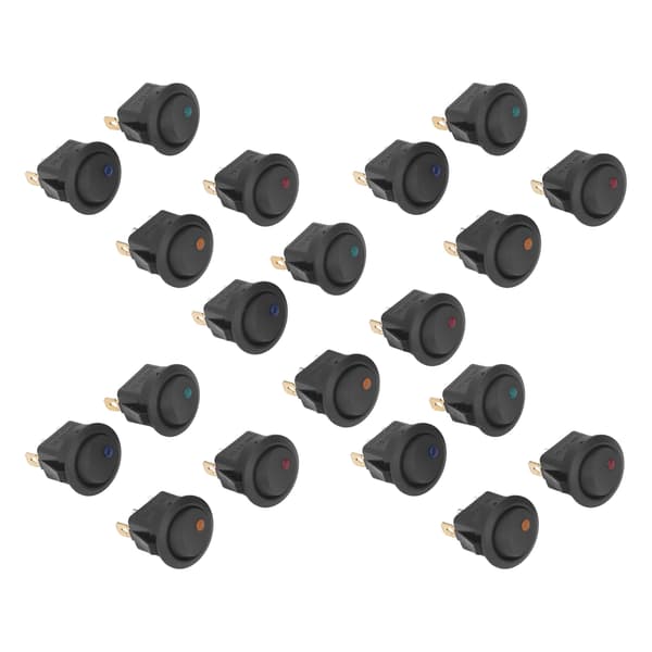 12V Rund Vippströmbrytare LED-ljus 3 Stift 2 Positioner SPST 20-pack