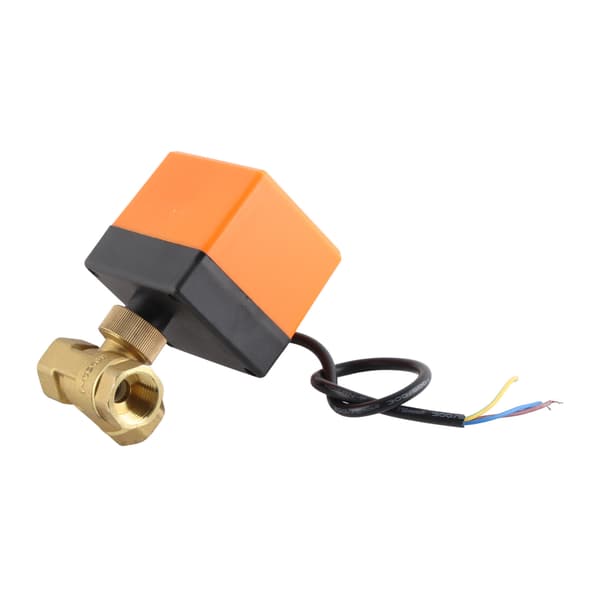Motorisert messingkuleventil DN32 G1 1/4 tomme 2-veis 3-leder 12 24V DC