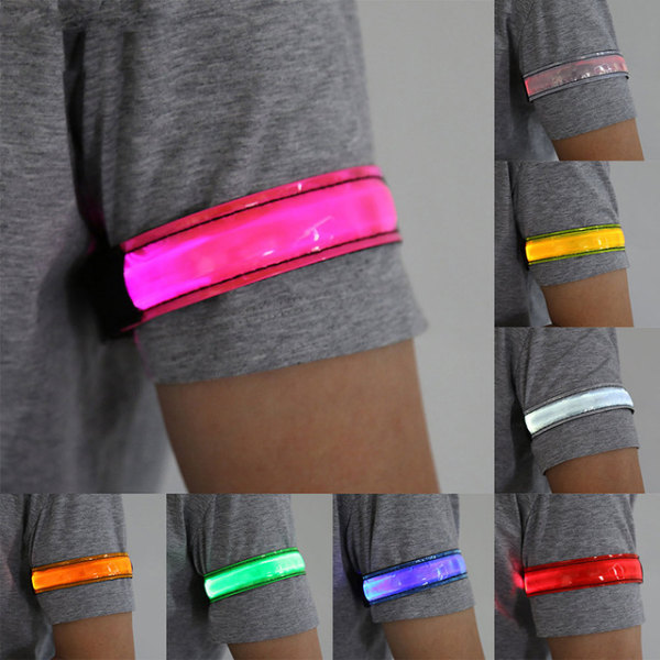 LED genopladeligt lysende armbånd, USB-reflekterende tape Anti-gitter ankelrem, udendørssports natløbetøj (hvid-genopladeligt),