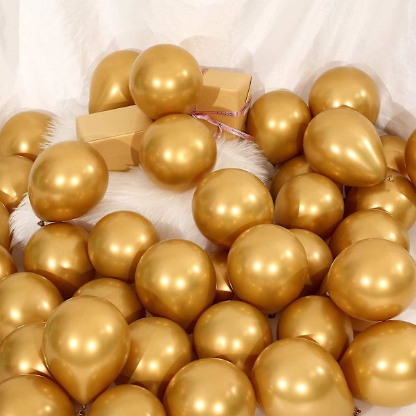 5 tum tjock metallfärgad rund ballong * 100 märkes guld,