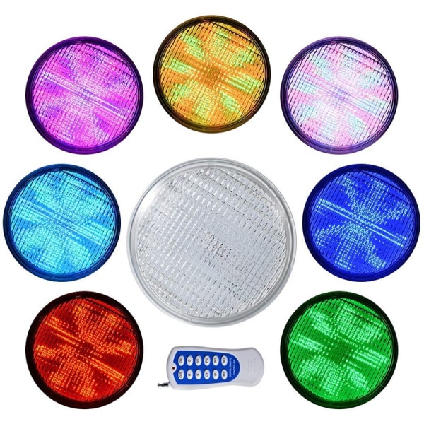 Svømmebassenglys, svømmebassenglyskilde, integrert PAR56 lyskopp, RGB+fargerik-6W fjernkontrollpatch, suite
