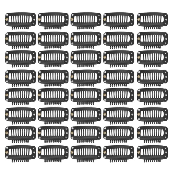 40 stk. Hårforlængelsesclips Rustfrit stål 9 tænder Snap Clips DIY Hårtilbehør 3,3 cm Sort