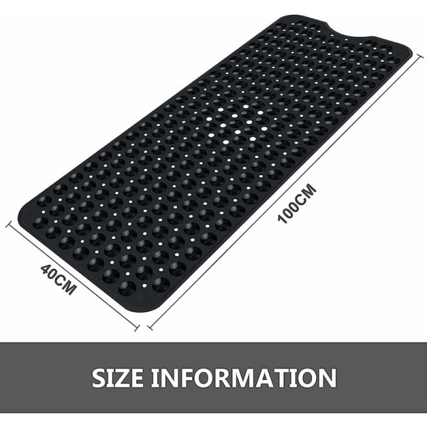 Solid sort 40*100cm lang strimmel pvc badeværelse skridsikker måtte badekar brusemåtte