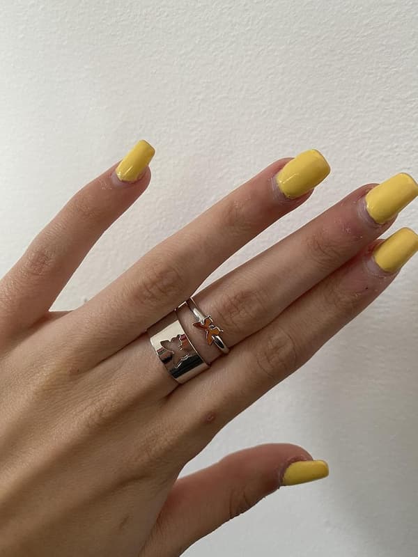 Sommerfuglringer for kvinner matchende ringer for parringer sølv—ht