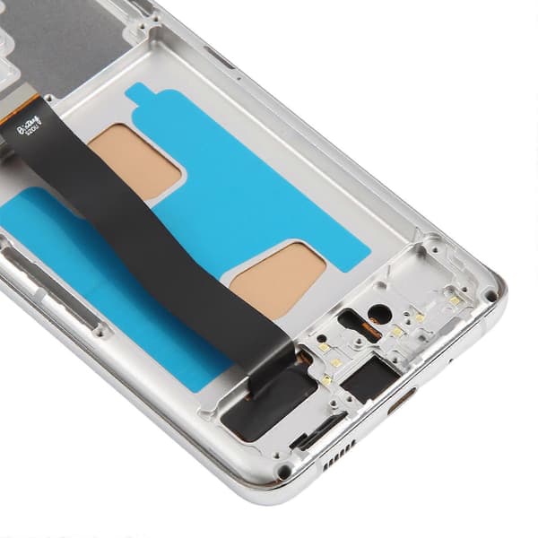 För Samsung Galaxy S20 Ultra SM-G988B 6,78 tum TFT LCD-skärm Digitizer Komplett Montering med Ram, Stöder Inte Fingeravtrycksidentifiering Silver