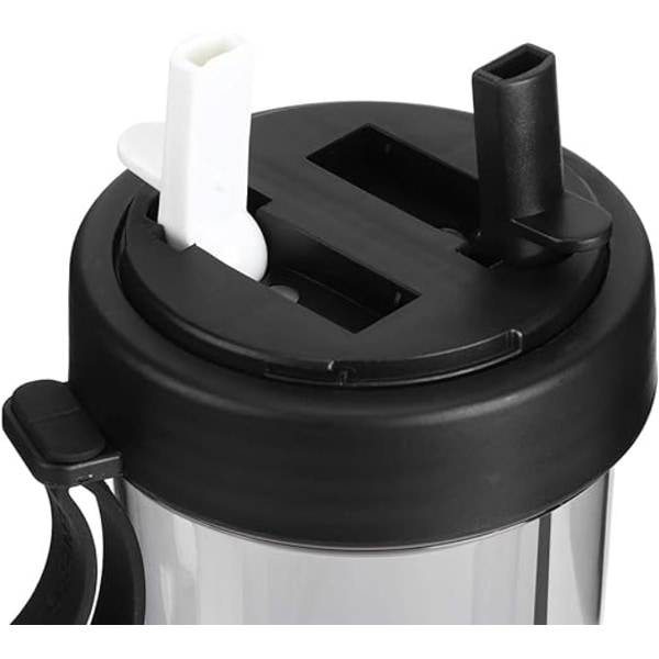 Vannflaske, 600 ml stor kapasitet, dobbeltbruk vannflaske Halm Vannkopp Shaker