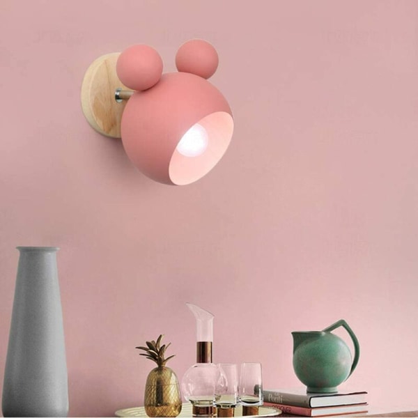 Pink tegneseriemus uden lyskilde macaron væglampe kreativ enkel personlighed sengelampe, til indendørs og udendørs