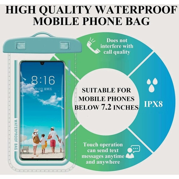 Ett stykke svart og blå makron 9% stor gjennomsiktig mobiltelefon vanntett deksel dykking svømming utendørs universal