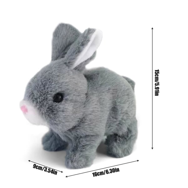 Påskplysch fylld kaninleksak Gå kanin Pedagogiska leksaker för barn, hoppande vicka öron T näsa White