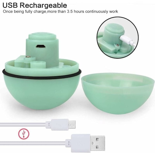 Grön diameter 6,4 cm LED elektrisk rolig kattbollleksak USB laddning Automatisk riktningsändring Smart kul kattleksak