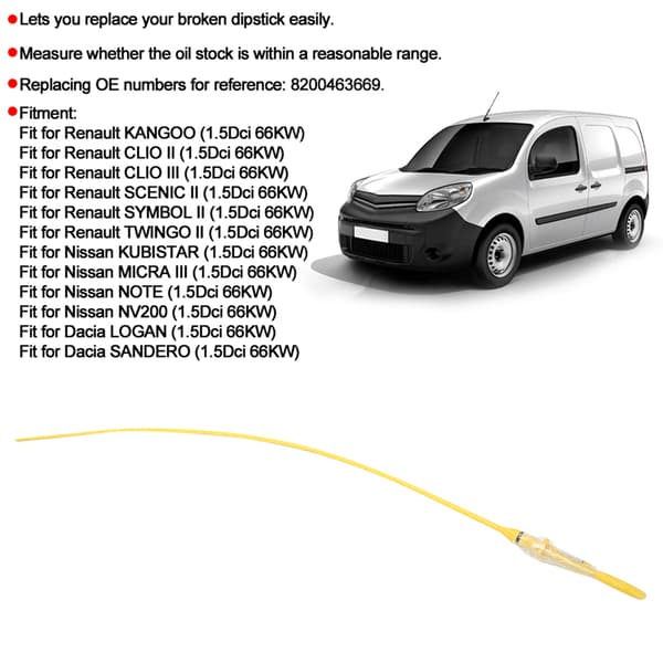 Biloliedipstick Olieniveaumåleværktøj 8200463669 Passer til Kangoo