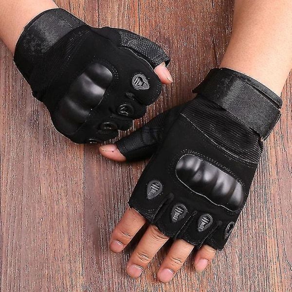 Halvfinger herrhandskar utomhus militära taktiska handskar Sportskytte Jakt Airsoft Motorcykel Cykelhandskar Khaki XL