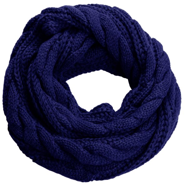 Dam Vinterstickad Infinity Scarf Mode Tjock Varm Circle Loop Scarves Blue