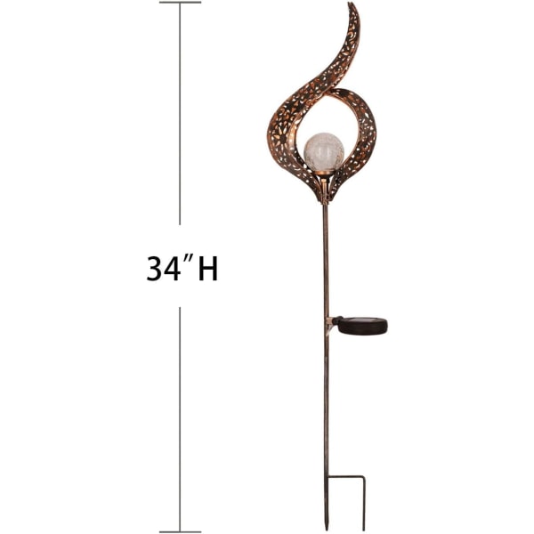 Utomhus Solar Light 100cm Solar Metal Flame LED Glasboll Trädgårdsljus Vattentätt Path Light med Flower Fairy and Grou