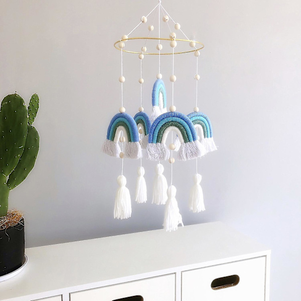 Baby Crib Mobiles regnbueteppet med håndlagde vevde dusker style 6