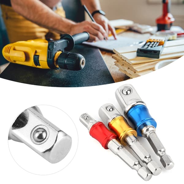 3-pack Hexborrbitsadapter för elverktyg 1/4 tum, 3/8 tum, 1/2 tum Typ A