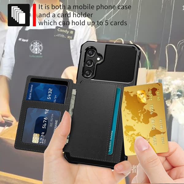 【HT】Kompatibel med Galaxy A55 5G Magnetisk Pung Etui, Sort