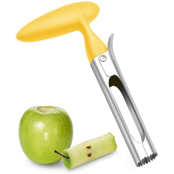Æblekjerner, æblekjerner med ABS-håndtag og savtakket klinge i rustfrit stål, kernekerner, 17,5*10 cm Fonepro gul