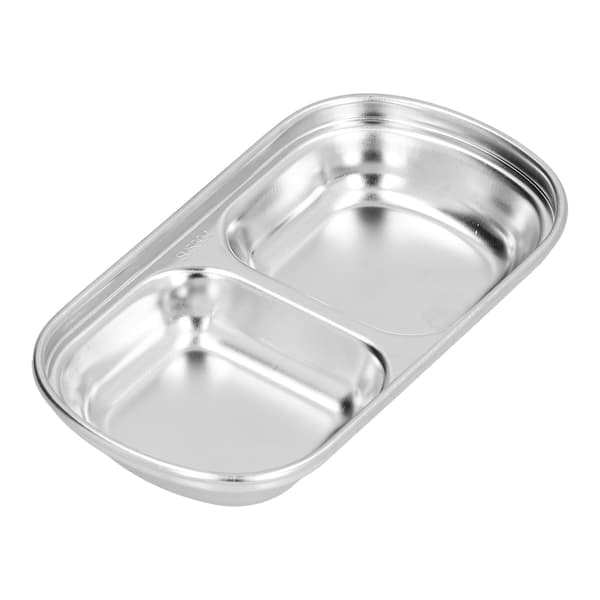 Krydderfad i rustfrit stål fortykket hot pot sauce opdelt gitter snackfad til kantine 2 gitre
