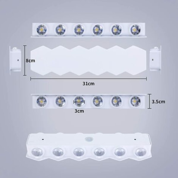 12W LED 31cm Vägglampa Vit inomhuslampa Modern Up Down Spot Vägglampa Aluminium Väggbelysning Varmvitt ljus 3000K f