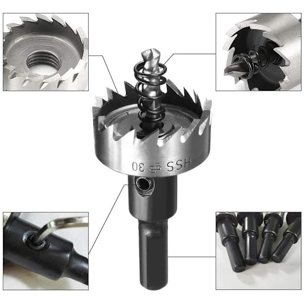 Hulsave bor, 5 stk. 12-30 mm HSS hårdmetal forsænke bit sæt til boring Sav metalbearbejdning skære hulåbner