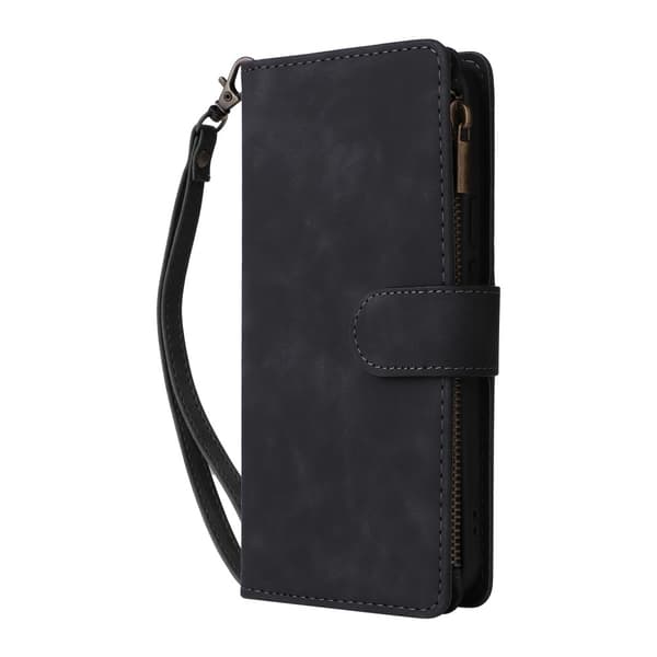 Google Pixel 9a Zipper PU-Läder Plånboksfodral - Svart Svart black