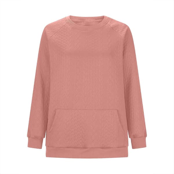 Dame Oversized Sweatshirt Afslappet Langærmet Rund Hals Tekstureret Løs Pullover Efterårsskjorte med Lommer kaffe M coffee M