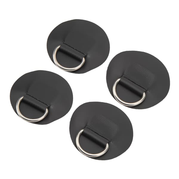 4 stk. D-ring Patch PVC Rustfrit stål Surfbræt Enkeltlags Rund Form D-ring Pad til Oppustelig Båd Kajak Kano Sort