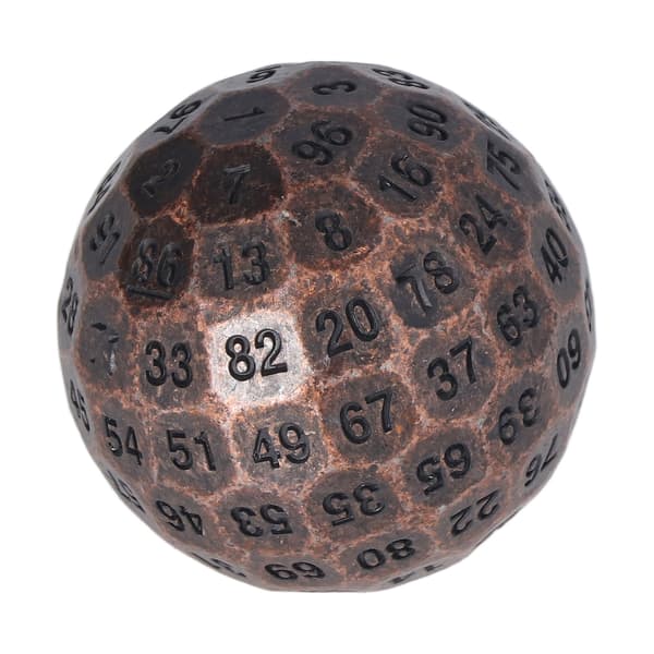 Polyhedral metalterninger udsøgte tunge 100-sidede rollespilsterniger til bordspil 2 tommer diameter rød kobber