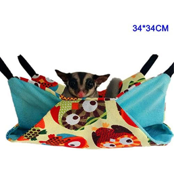 Lemmikkien riippumatot Riippusänky Nest Double Layer Canvas Riippumatto Hamsteri Chinchilla Ferret Riippumatto, Pöllö, 34cmx34cm,