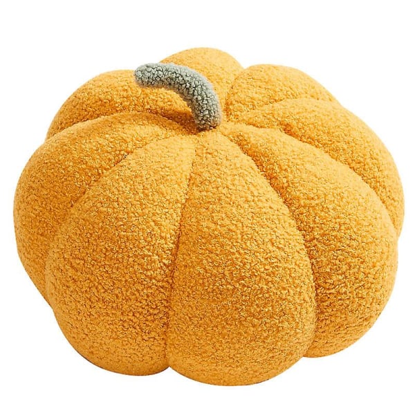 Pumpkin plysj leketøy Halloween dekor pute gave Yellow 35cm