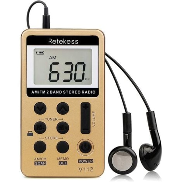 Mini bærbar radio, Oppladbar FM AM-radio, Walkman, Sleep Timer, Hodetelefonkontakt, Utendørs, Sport, Julegave