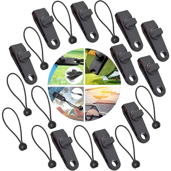 10 pakke presenningsklips med karabinkrok - Kraftig låsehåndtak med tommelskruer for campingtelt for markiser, camping, C