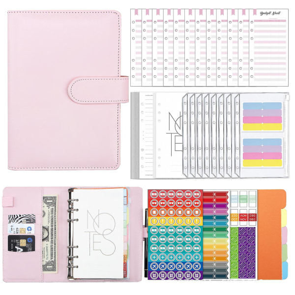 A6 Pu Läder Notebook Planner Organizer Pink